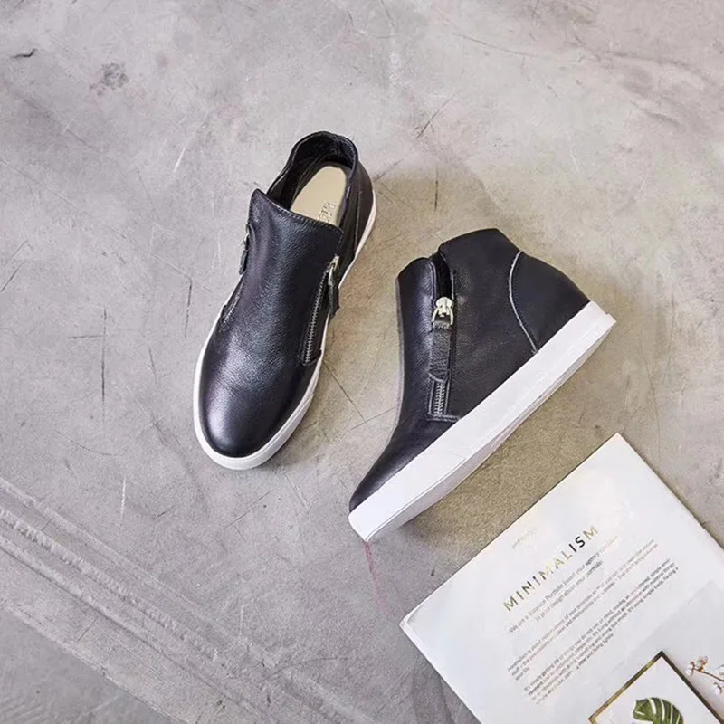 

Jookrrix Platform Shoe Women Fashion Brand Sneaker Real Leather Lady chaussure Breathable Autumn Female Casual Increase footware