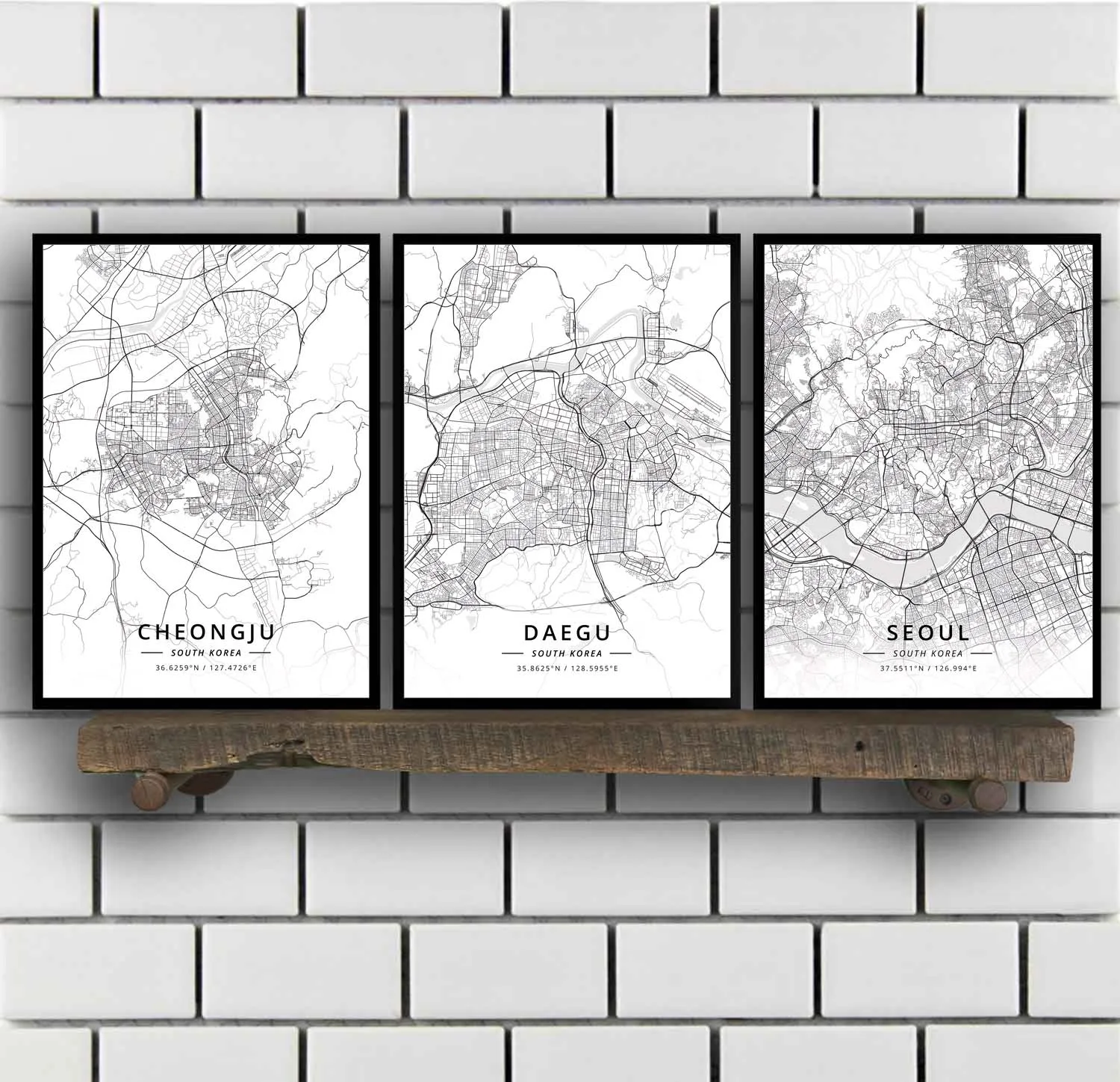 

Cheongju Daegu Seoul South Korea Map Poster