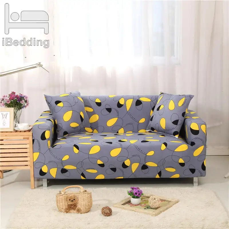 Gray Yellow Spots Messy Elastic Sofa Protector Cover For Living Gray Yellow Spots Messy Elastic Sofa
