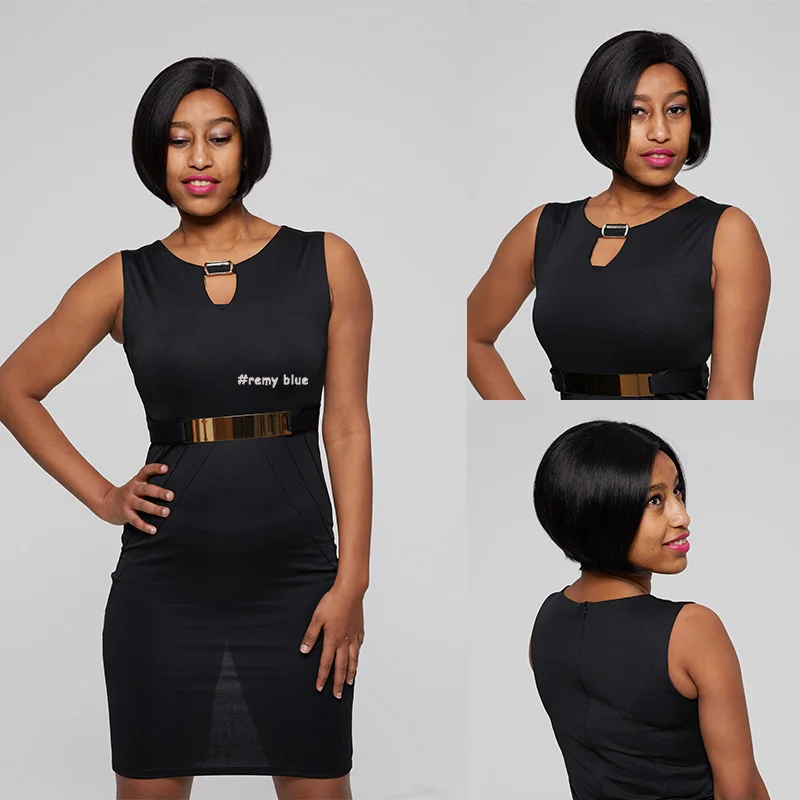 Peruvian Lace Front Human Hair Wigs 1B Color Bob Straight Human Hair Wigs Plucked Short Lace Frontal Wigs Black Women Remy Hair (28)