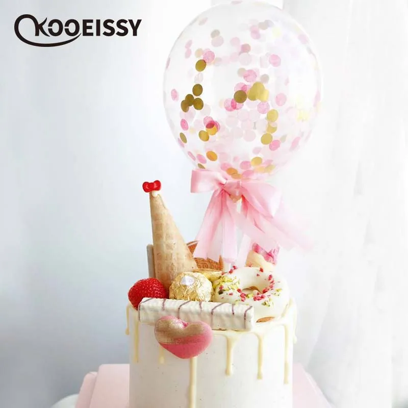 

5inch Confetti Cake Balloon Small Round Transparent Balloon For Birthday Party Wedding Decorations Creative Decoration heart bow