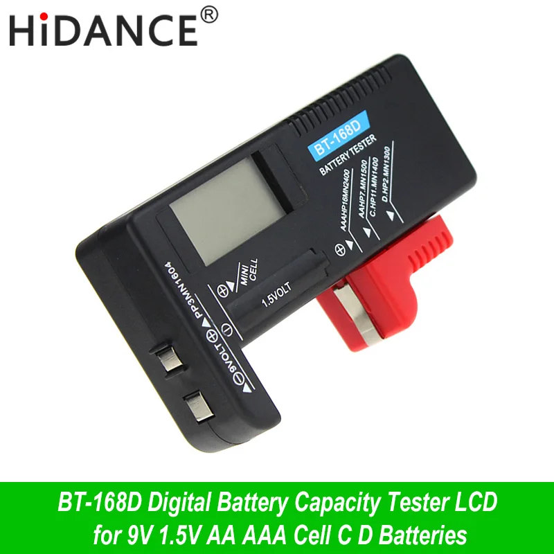 HiDANCE BT-168D портативный цифровой тестер емкости батареи ЖК-дисплей для 9 в 1,5 В напряжение AA AAA ячеек C D батареи