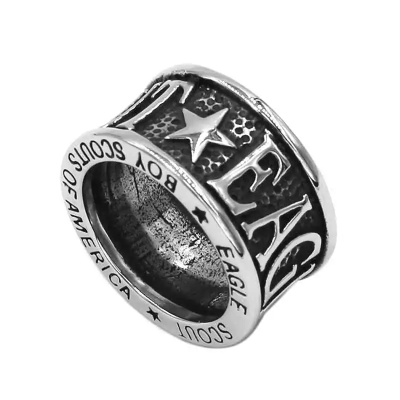 Wholesale Eagle Scout Ring Stainless Steel Jewelrys Classic Boy Scouts of America Biker Ring Military Mens Ring SWR00915A