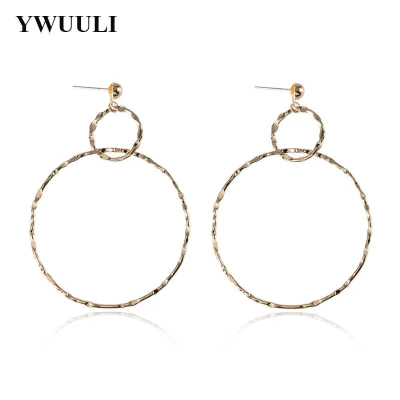 

Simple Korean Style Hollow Double Round Circle Earrings for Women Concave Convex Geometric Dangle Earrings Fashion Jewelry JJ02