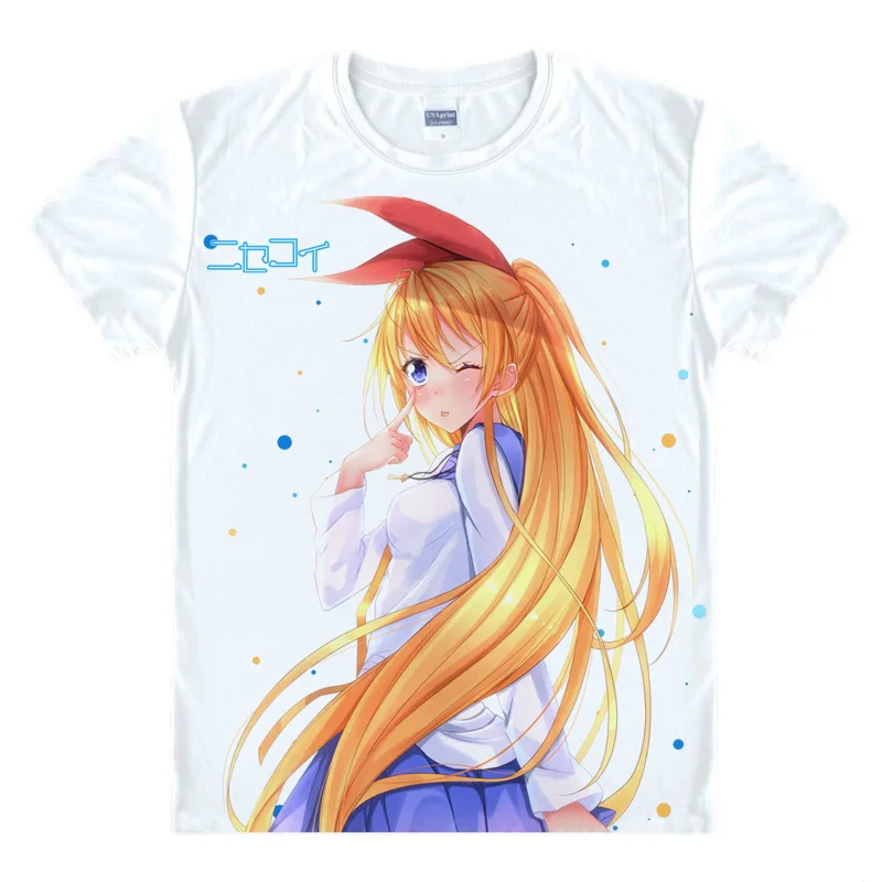 Coolprint Футболка с изображением в стиле аниме Nisekoi ложным подолом футболки