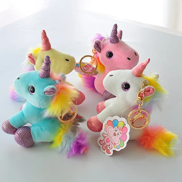 Colorful Unicorn Plush Toy Backpack Pendant Keychain Stuffed Animal Plush Keychains Small