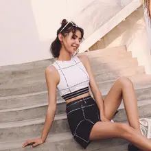 Новые купальники женский купальник из двух частей женский бикини с высоким воротом Топ Купальный пляжный костюм накидка