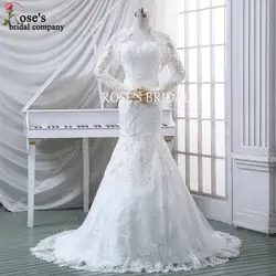 Часовня поезд кот кружева свадебное платье 2016 русалка элегантный недорогие свадебные платья с куртка так реально Vestidos Novia 2015