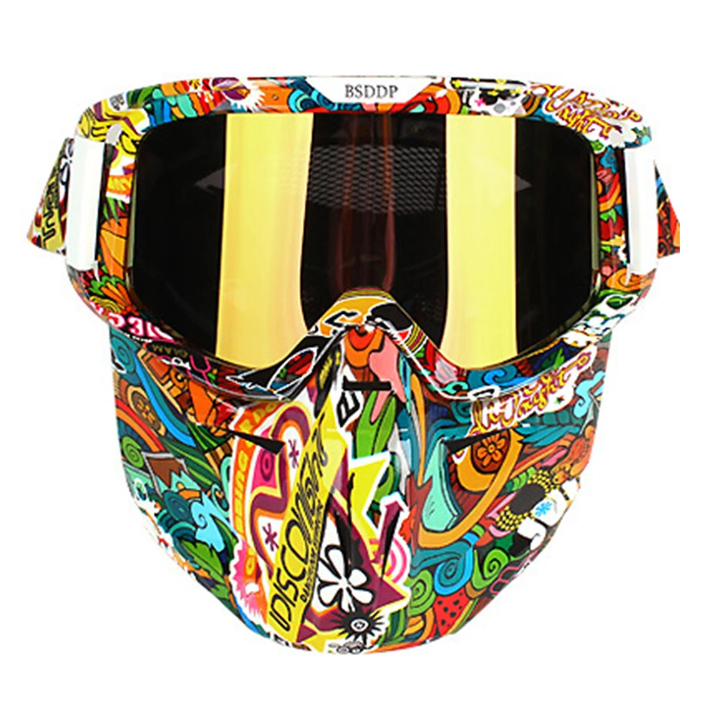 Tanie Vintage gogle na motocykl kask moto okulary Retro odpinany modułowy maska filtr na usta Motocross okulary gogle motocyklowe