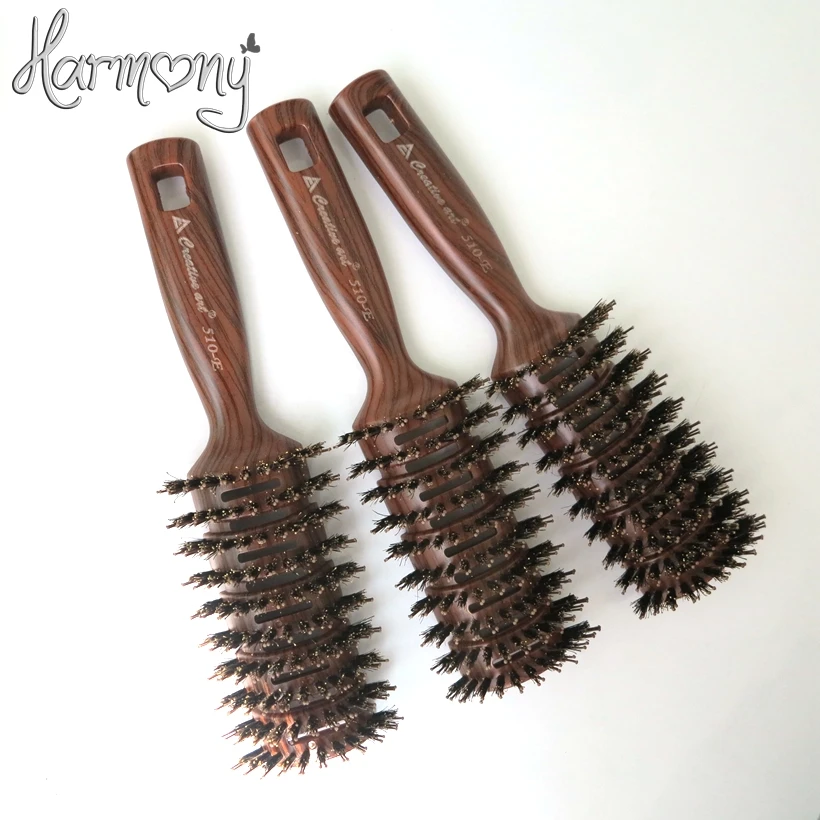 10pcs professional Fashion Boar Bristle Hair Brush with Nylon Stick