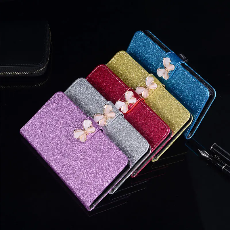 

Glitter Coque For HTC One M8 mini HTC One Mini 2 4.5" Case Leather Original Back CoverButterfly Jewelled Floral Flip Phone Case