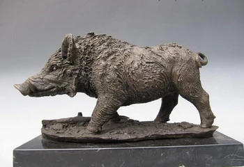 

song voge gem S0821 Wild Boar Pig Pure Copper Bronze Nouveau Animal Figure Statue