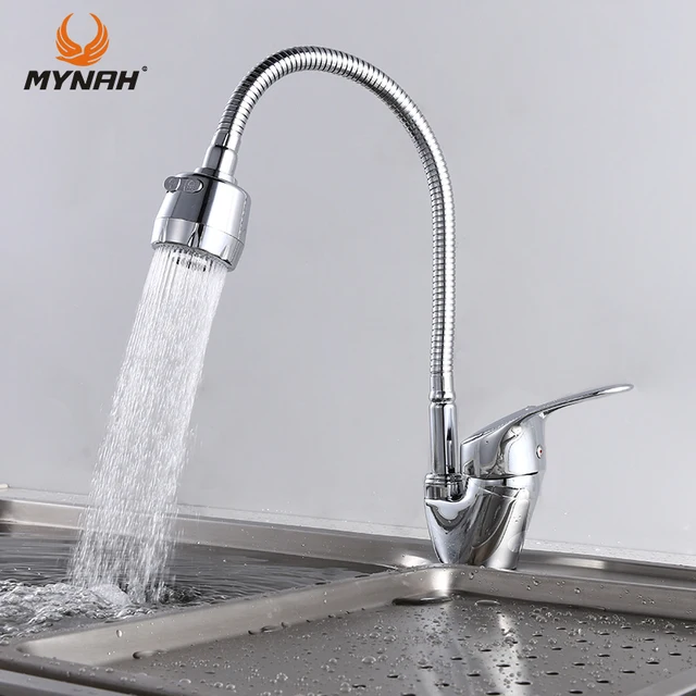 Cheap MYNAH Free Shipping Kitchen Faucet Mixer Universal Flexible Cold and Hot Kitchen Tap Single Hole Water Tap torneira cozinha