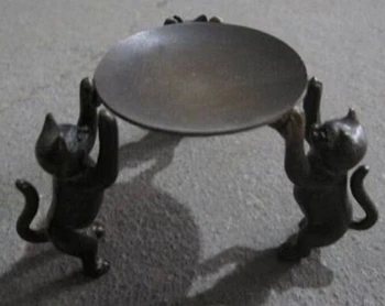 

0 3-cat Plate Round Exquisite antique Chinese Beautiful Bronze