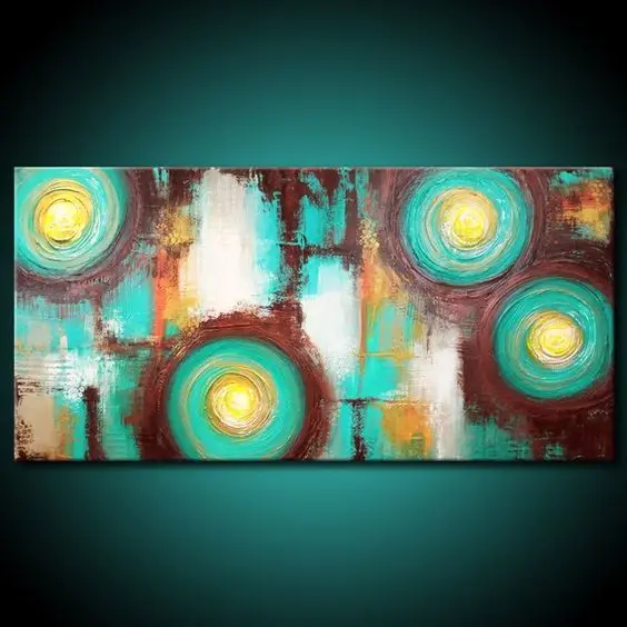 

hand-painted Abstract oil painting Teal Modern Art for modern art artwork wall art decor for living room wall canvas painting