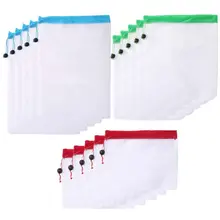 15 шт многоразовые сетки производят сумки моющиеся экологичные мешок для продуктовых покупок хранения фруктов овощей игрушки сетки мешок