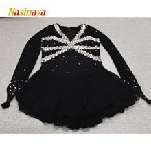 Nasinaya Figure Skating Dress Customized Competition Ice Skating Skirt for Girl Women Kids Performance Hand Sewing Rhinestones