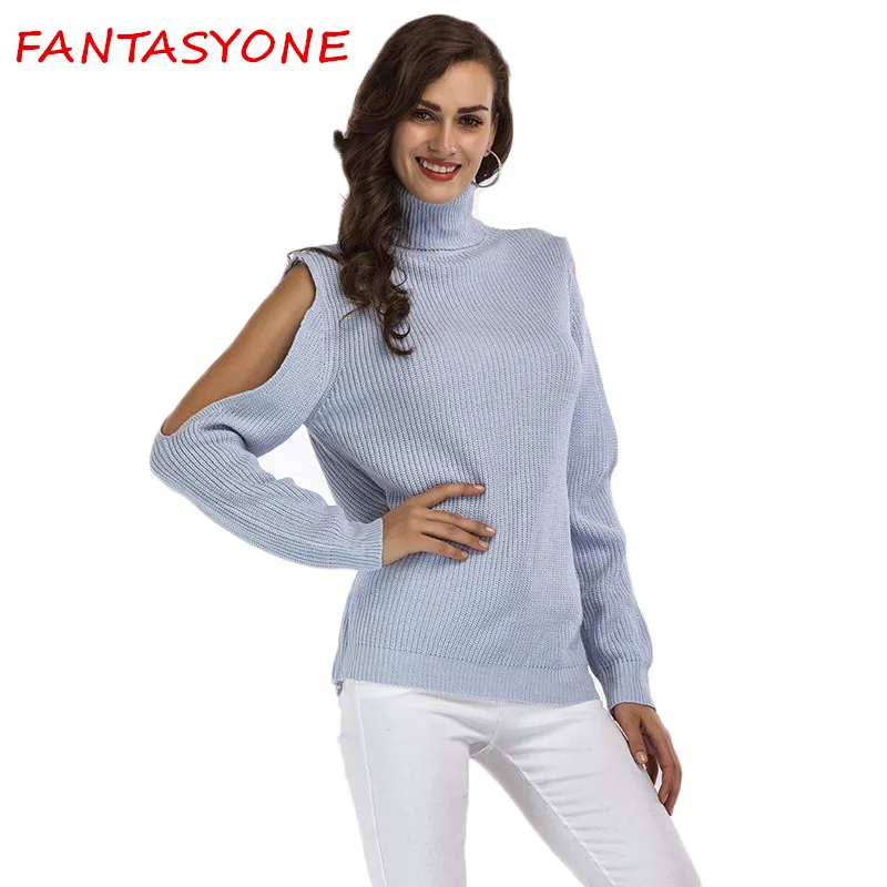 FANTASYONE Turtleneck Knitted Pullover Sweater Women Hollow Out Soft Jumper pull femme Autumn Winter 2017 Warm Knitting | Женская одежда