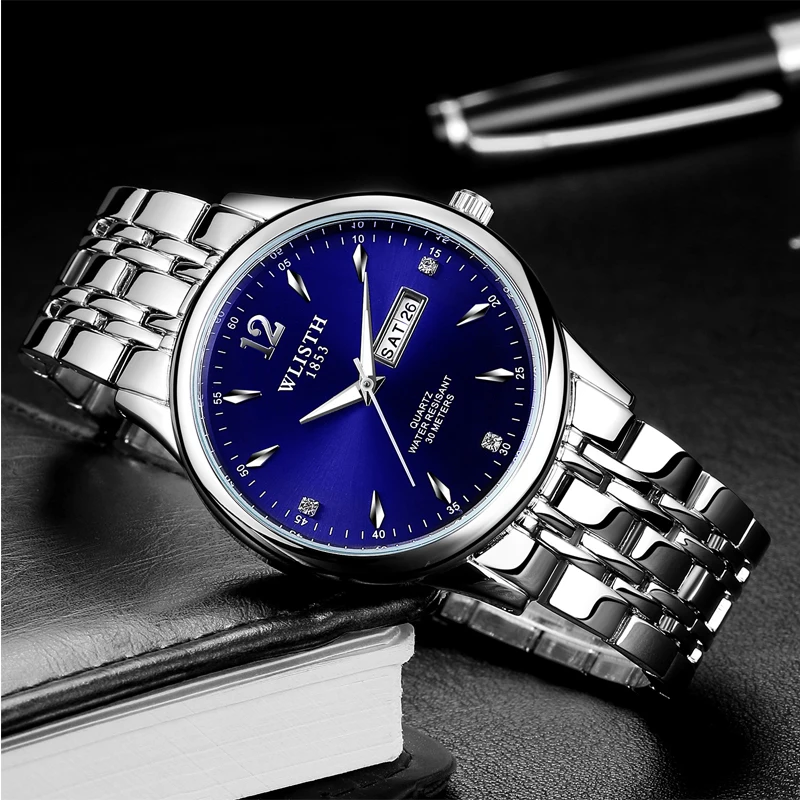 

2019 men's quartz watch WLISTH waterproof luminous steel belt men's watch