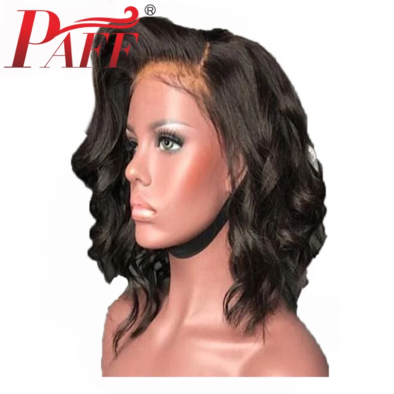 PAFF Gluesess Malaysia Deep Part 13*6 Lace Front Human Hair Wigs 130% Density Remy Short Body Wave Wig With Baby | Шиньоны и парики