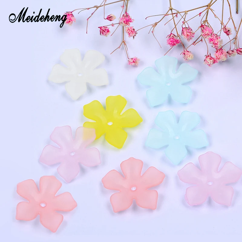 

Frosted Acrylic Flowers Five Leaves Beads Multicolor Handmade materials Jewelry accessories Earrings pendants 12mm