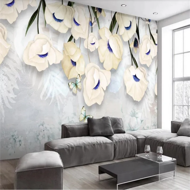 3d wallpaper modern minimalist fresh three-dimensional floral living room TV sofa wall custom photo wallpaper - mural 3d wallpaper modern minimalist fresh three-dimensional floral living room TV sofa wall custom photo wallpaper - mural