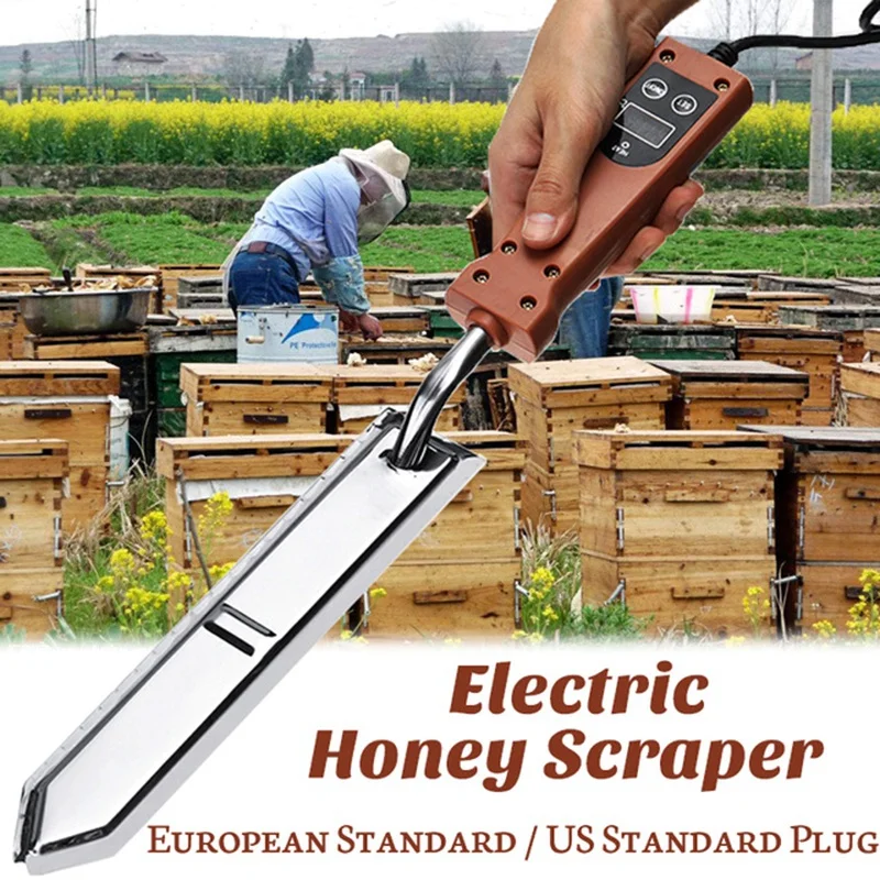 Электрический Нож для меда, пчеловодство, оборудование для пчеловодства, электрическая нагревательная ручка, деревянные инструменты, скребок для меда, Eu штекер, контроль температуры