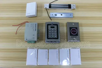 

Metal case RFID EM ID card Off-line Password standalone keyfobs+ reader access control machine with magnetic lock, No touch exit