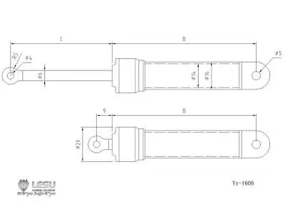 LESU 1 шт. Гидравлический масляный цилиндр 60 мм Металл Tmy 1/14 RC самосвал DIY Модель TH02432