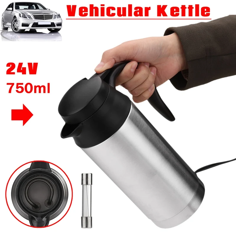 

Warmtoo Universal 24V 750ml Stainless Steel In-Car Electric Kettle With Cigarette lighter Vehicular Travel Hot Water For Car