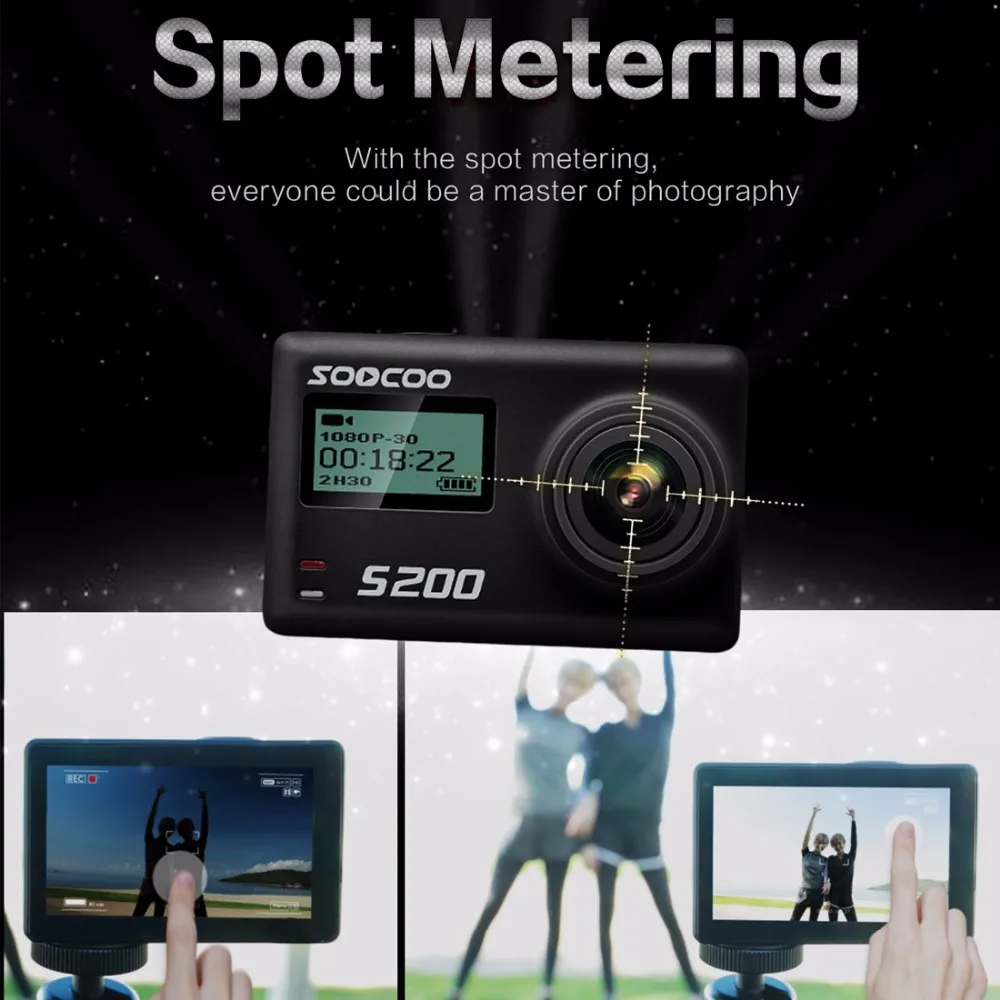 Экшн камера SOOCOO S200 Ultra HD 4K NTK96660 + IMX078 с Wi Fi голосовым управлением внешним
