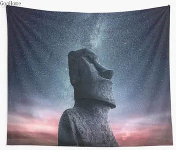 

Easter Island Statues Rapa nui statue at night Wall Tapestry Cover Beach Towel Throw Blanket Picnic Yoga Mat Home Decoration