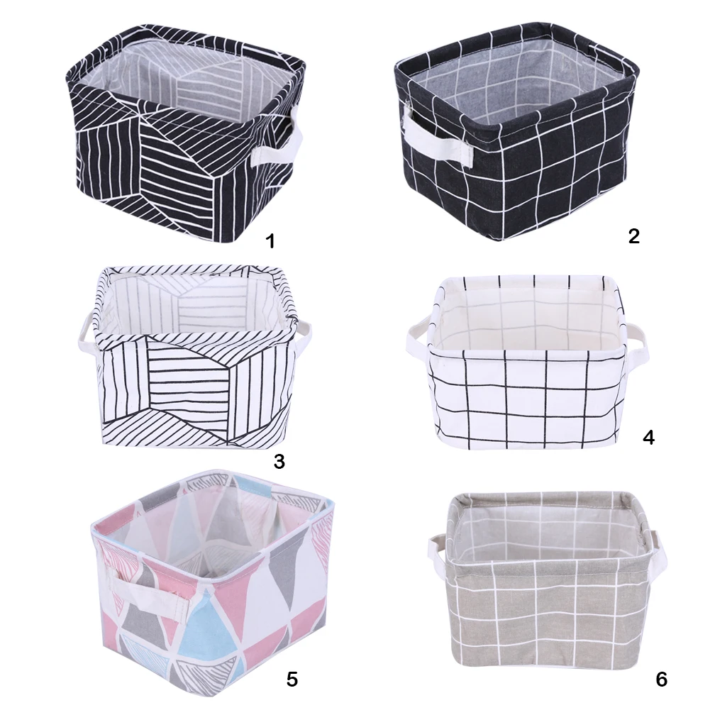 

Portable Office Organizer Small Geometric Change Earphone Cable Flax Cloth Storage Boxes Jewelry Stationery Storage Basket
