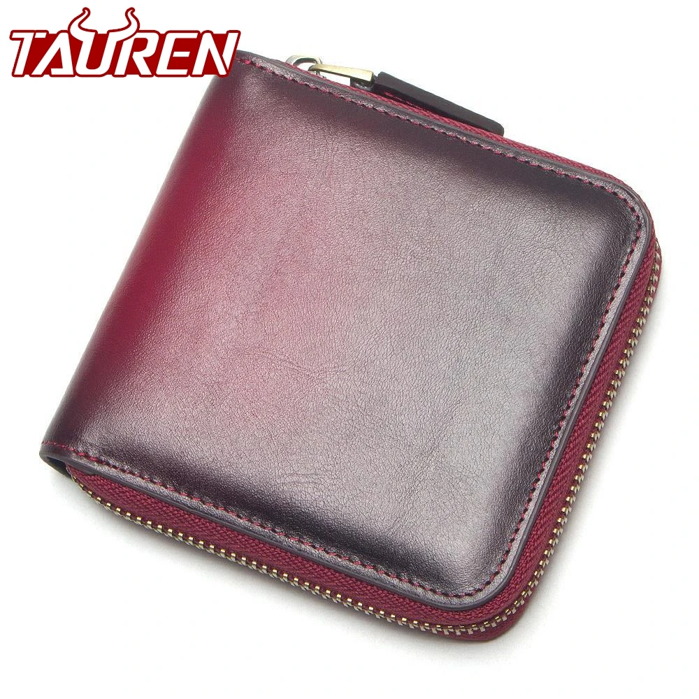 

2018 New Genuine Leather Small Wallet Women Retor Coin Purses Holders Wallet Vintage Short Cowhide Female Money Wallets