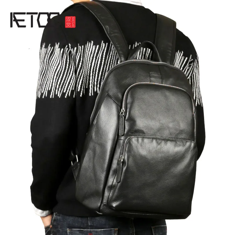 

BJYL The first layer of leather shoulder bag male leather backpack tide new Japan and South Korea leisure business travel compu
