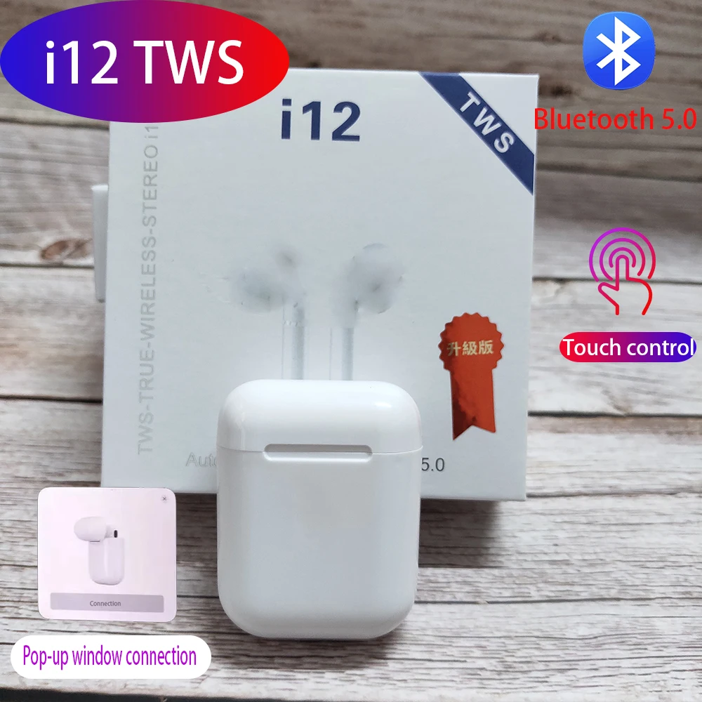 I 12 tws Bluetooth мини наушники 5,0 гарнитура беспроводная гарнитура беспроводные стерео наушники с зарядной коробкой PK tws i30 i80 lk te9