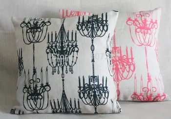 

Square Vintage Retro 45cm x 45cm Home Decor Black French Chandelier Linen Cushion Cover