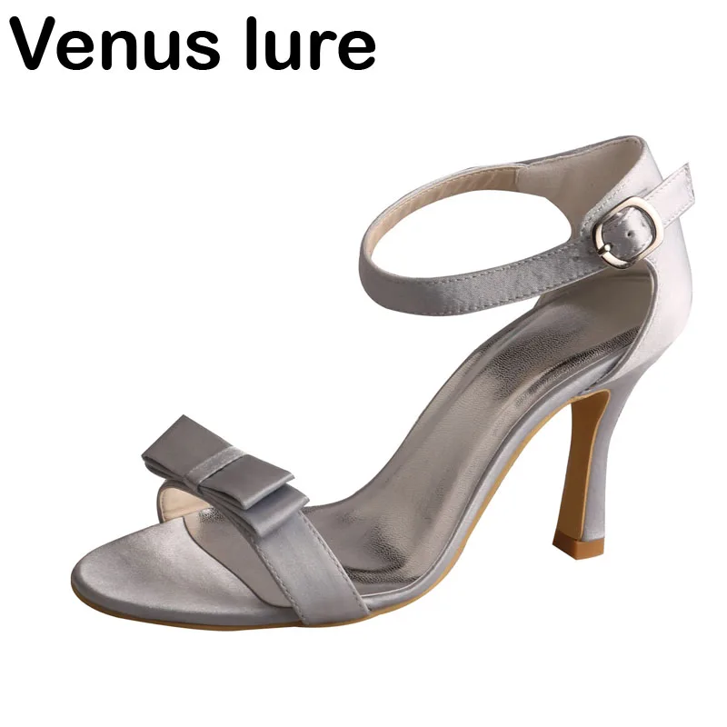 

High Heel Silver Sandals for Wedding Size 11 Bridal Shoes Prom Sandals with Bows