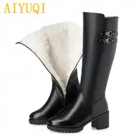 AIYUQI Female boots , 2019 genuine leather women winter boots big size B27 british style classic women motorcycle riding boots