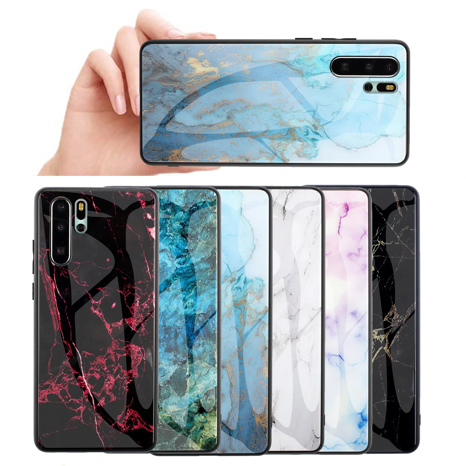 Marble Phone Case For Huawei P30 Lite Pro P20 TPU Tempered Glass Cover Honor V20 Nova 3i #4 |
