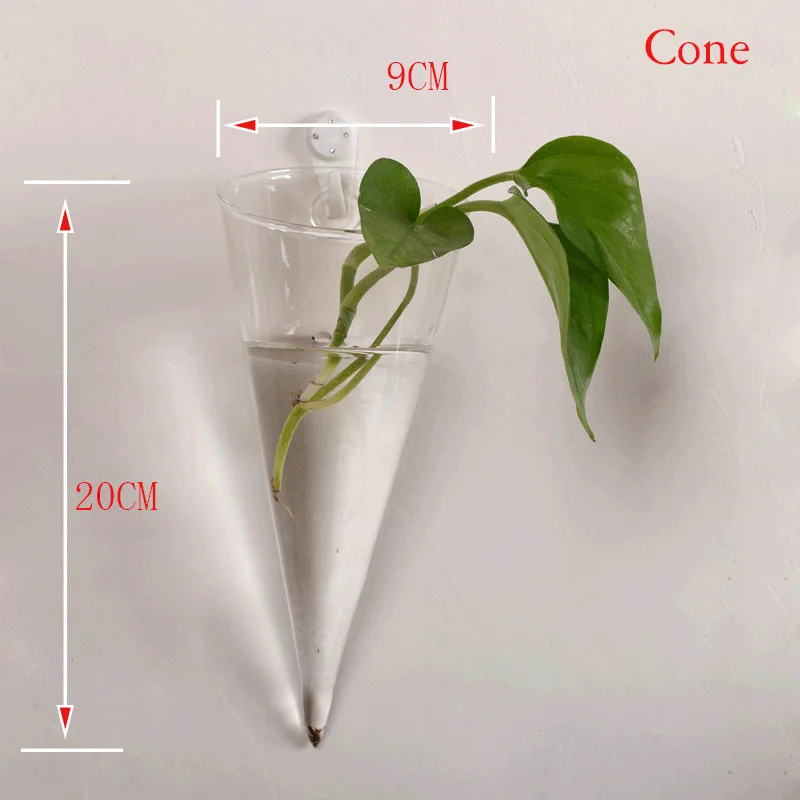 Eworld настенная стеклянная ваза для дома/офиса/свадебного декора продукция для питомцев - Цвет: Cone