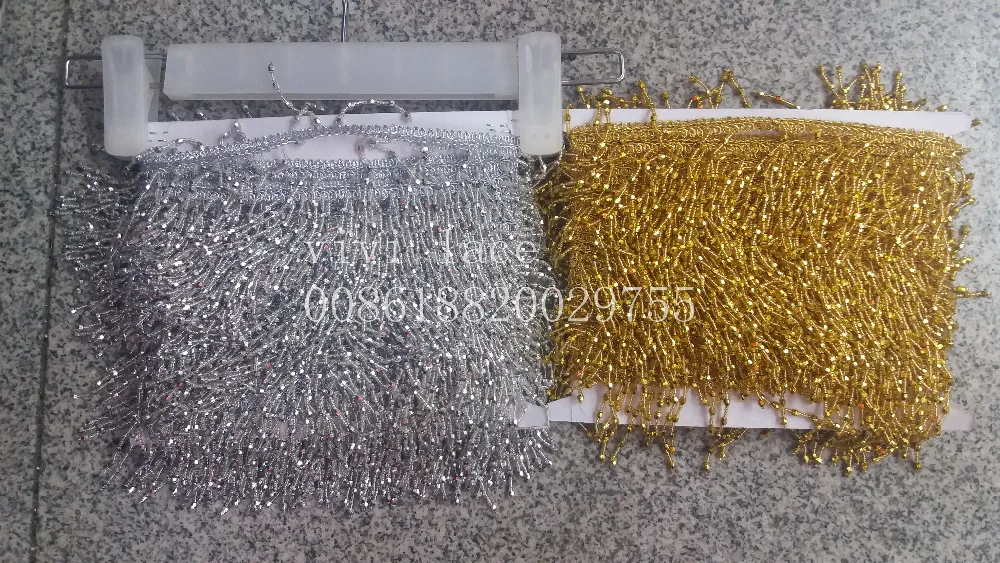 buy 10 yards bag c002# sparkle ribbon beads tassel fringe 6cm width for decoration dress fashion designer garment