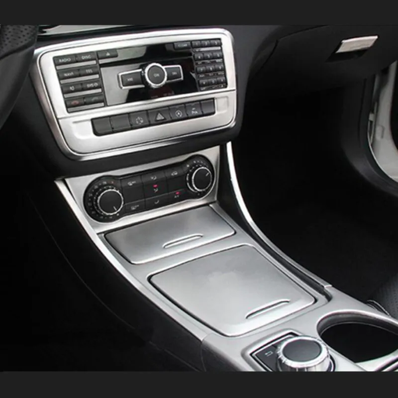 

Silver Console Decorative Trim Stainless Steel Air Condition Storage Box CD Panel Cover Strip For Mercedes Benz GLA CLA A Class