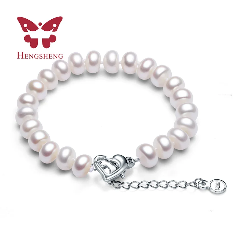 

8-9mm 100% Genuine Natural Freshwater Pearl Bracelets For Women, 2016 AAAA White Pink Purple Mix Color Fine Jewelry Bracelets