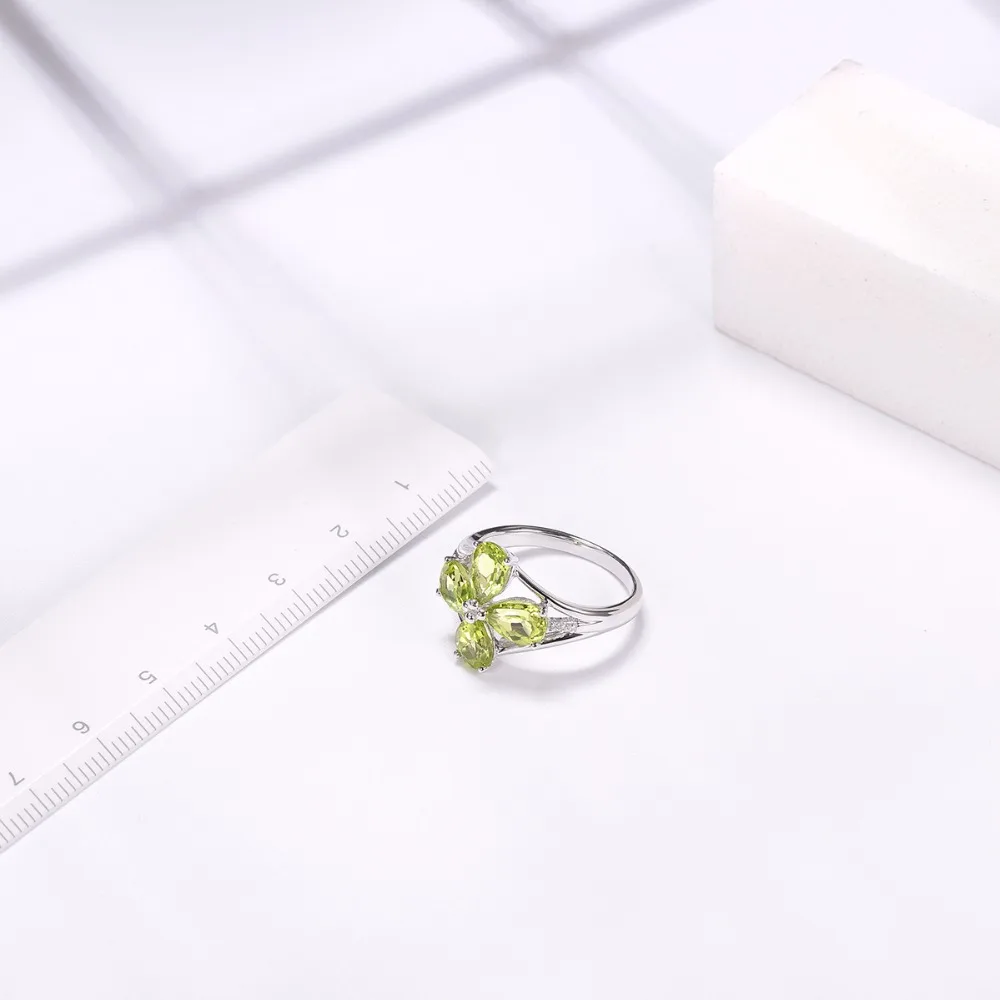 

Hutang Stone Jewelry Natural Gemstone Peridot Similar Diamond Lucky Ring Solid 925 Sterling Silver Fine Fashion Jewelry For Gift