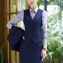 Комплект из двух предметов женские деловые костюмы с юбкой и топ комплекты жилет и жилет Дамская рабочая одежда офисный униформенный стиль