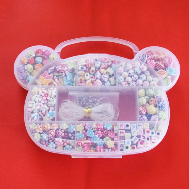 Hot DIY Bracelet Plastic Acrylic Bead Kit Accessories Girl Toys Mixed Kids  Beads with Box, Beads for Children BDH017