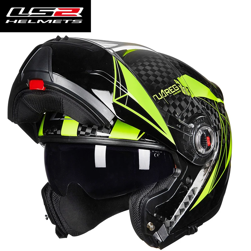 LS2 мотоциклетный шлем из углеродного волокна Флип-ап шлем с двойными линзами мотоциклетный шлем ECE FF394