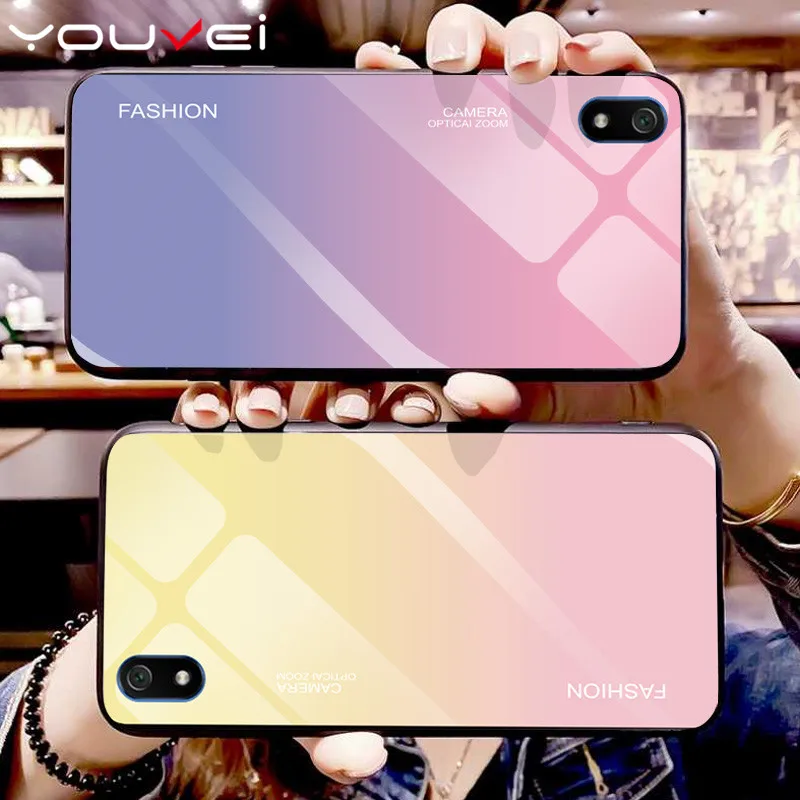 

YOUVEI Gradient Tempered Glass Case For Xiaomi Redmi 7A Redmi7A Case Cover for Redmi 7A Redmi 7A Tempered Glass Case 5.45 inch