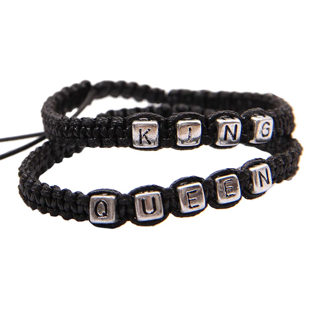 

New Fashion Couple bracelets & bangles A Pair Braided Rope Alloy Bracelet Charms Couple Rope Wristband charms bracelet